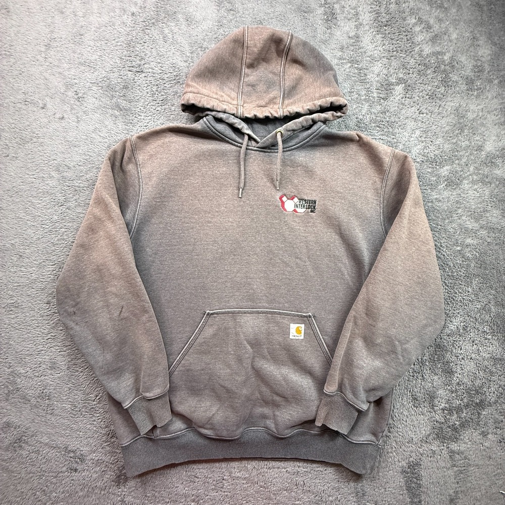 Carhartt Sun Faded Gray Rain Defender Heavy Weight Hoodie Mens XL Logo Fleece
